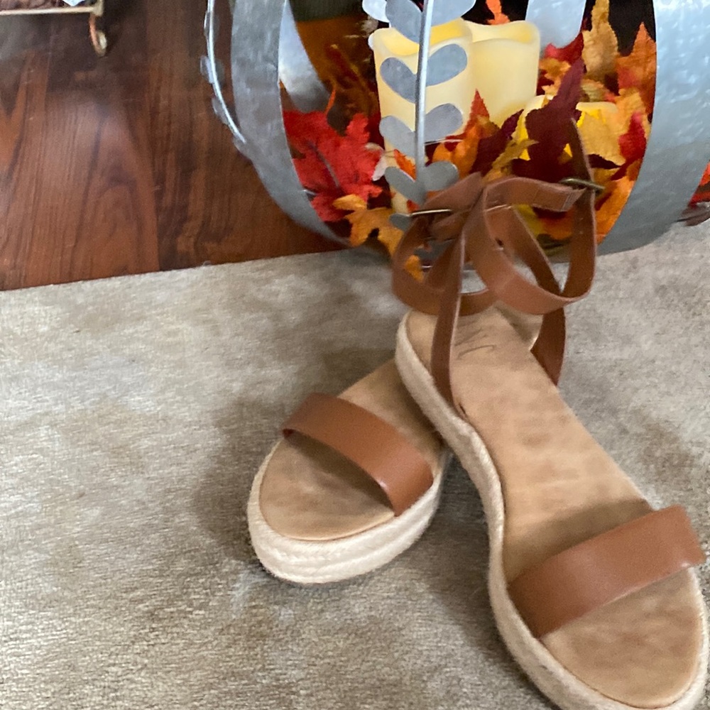 INC cognac colored sandals.